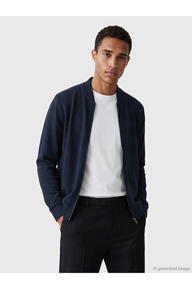 Trendlucky Men's Zippered Sweatshirt with Stand Collar