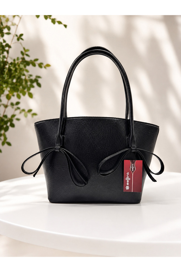 Women's Ribbon Shoulder Bag Black