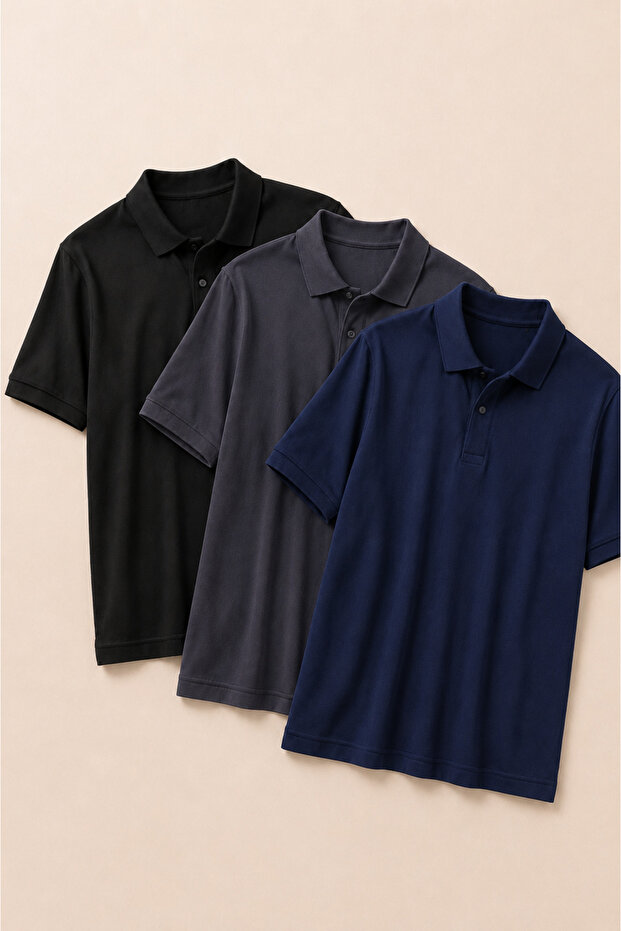 Men's Classic 3-Pack Polo Neck T-Shirt