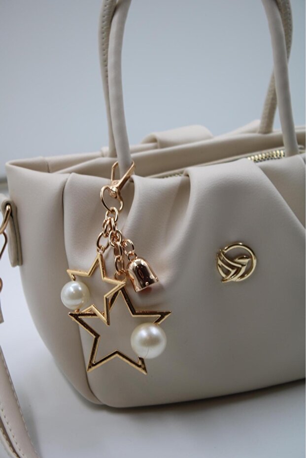 Drawstring Hand and Shoulder Bag with Special Design Accessories (Height 16 cm Width 25 cm)