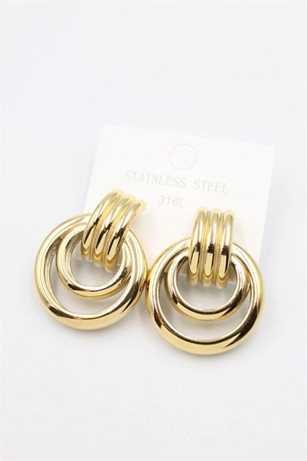 Steel Hoop Earrings - Gold