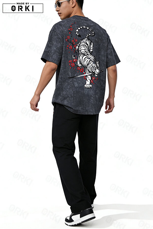 Unisex Tiger's Sword Printed Sweatshirt Top and Bottom Tracksuit Set Summer Comfortable Fit Combination