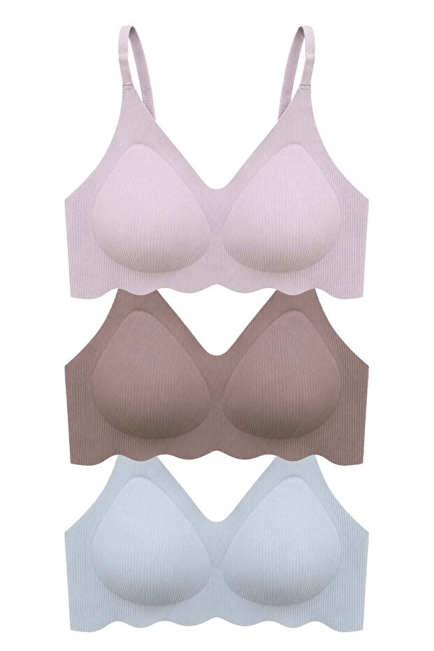 Seamless Bra - Elara | Laser Cut Wire Free Thin Wick Textured Seamless Women's Bra 3 Pack