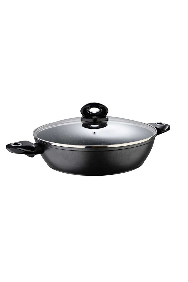Orion Forged Aluminium Shallow Pot with Lid, 32 cm
