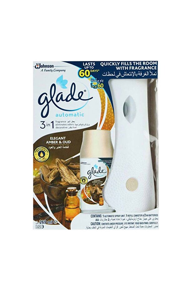Automatic Air Freshener Holder Elegant Amber & Oud 2 Count