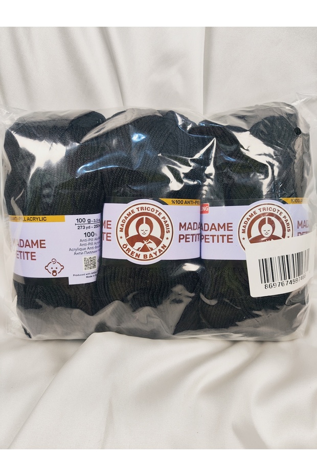 Madame Peti̇te Antipilling Black Hand Knitting Yarn (3 Pieces) (Amigurumi Yarn) - Color: 999