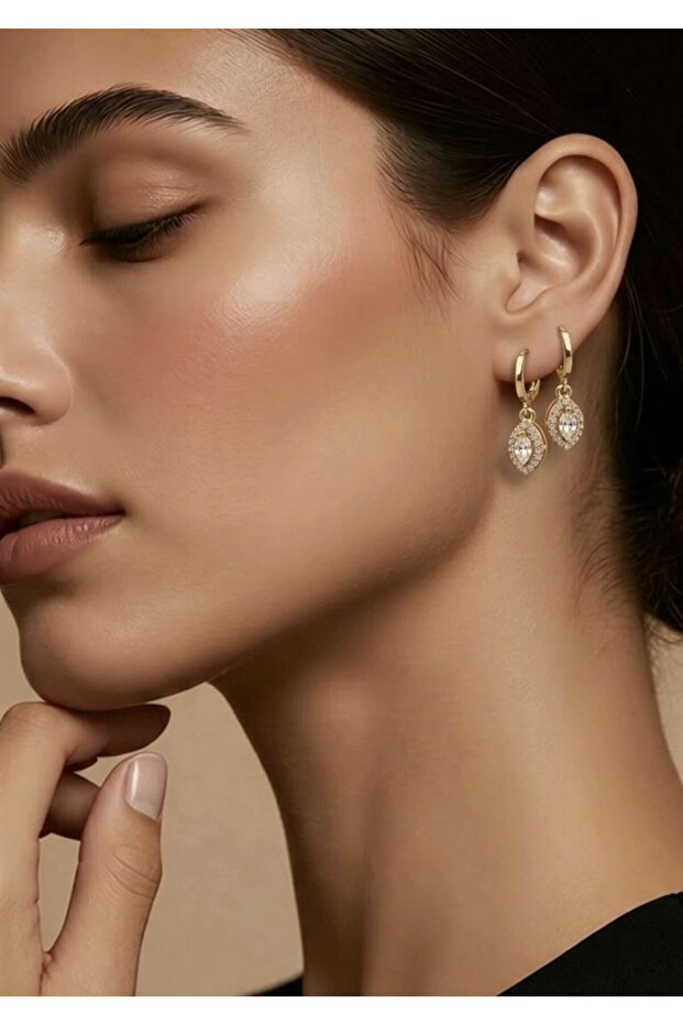 Figured Gold Color Zircon Stone Earrings