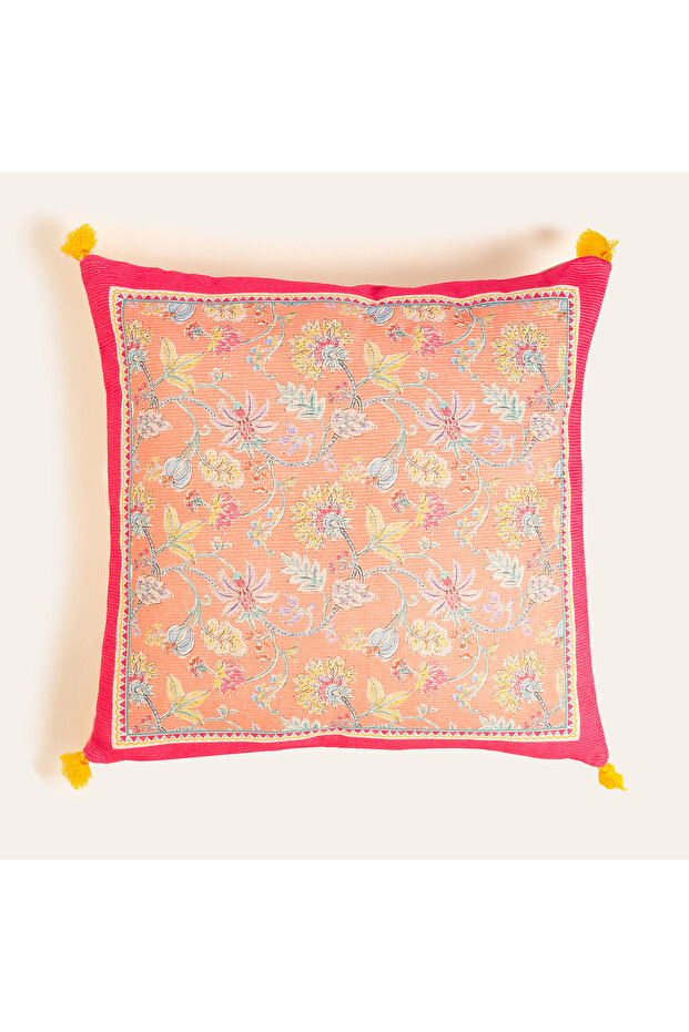 Nilüfer Orange Cotton Filled Throw Pillow 50X50 cm