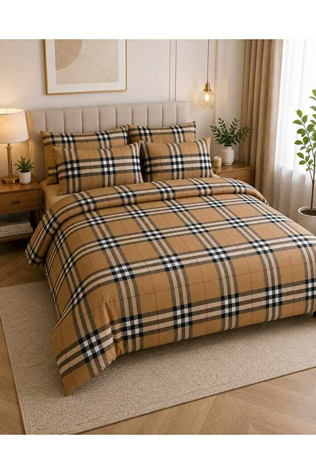 6-Piece Printed Cotton Bedding Set – Fitted Sheet, Duvet Cover & 4 Pillow Cases