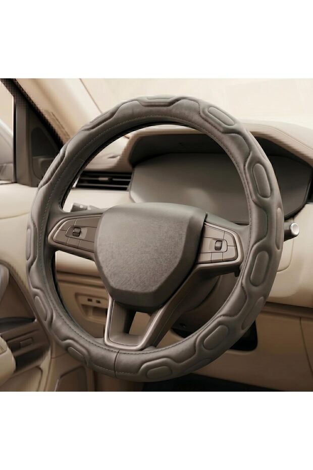 Premium Leather Steering Wheel Cover 15 inches (37-38cm) – Universal Fit Anti-Slip Grip, Breathable Soft PU Leather, Heat Resistant, Easy Install, Car Interior Accessories