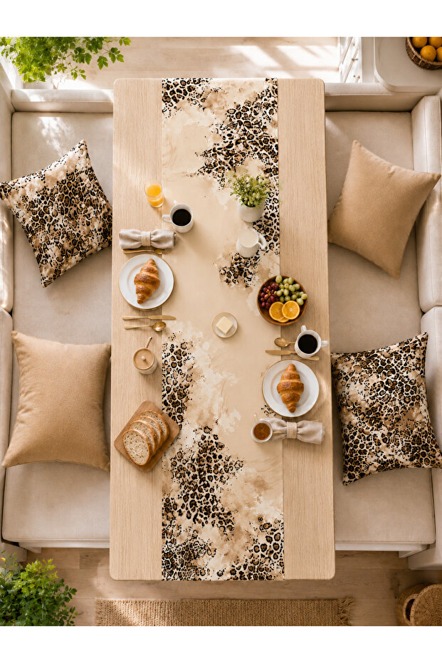 Leopard Beige Modern Decorative Runner Tablecloth