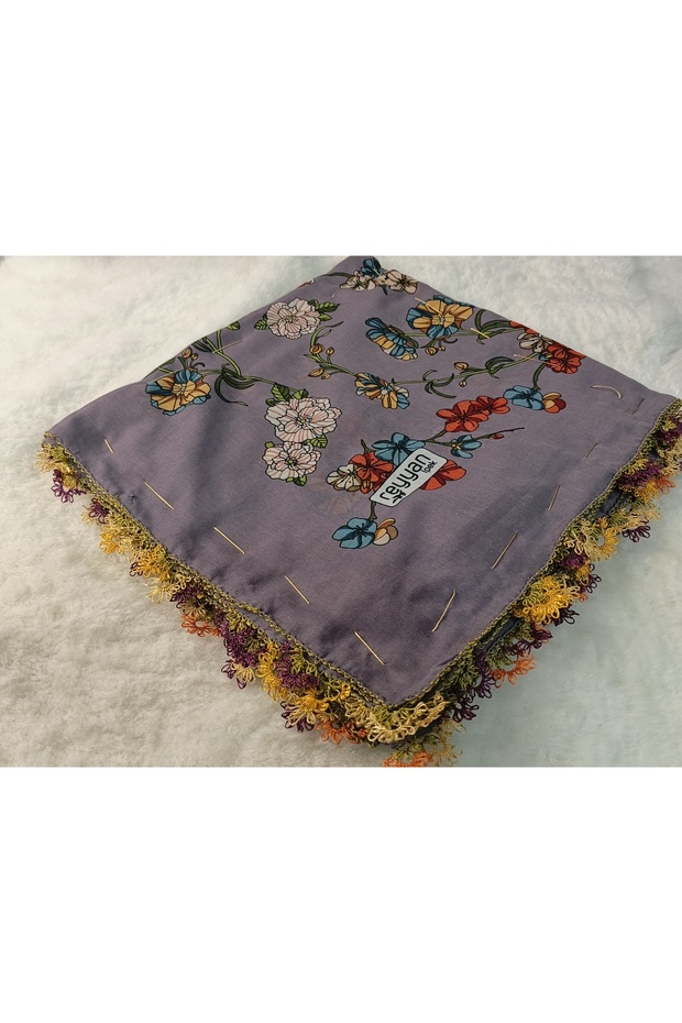Brand Handcrafted Needle Embroidered Writing 100% Cotton Muslin – 4 Sides Embroidered Elegant Headscarf