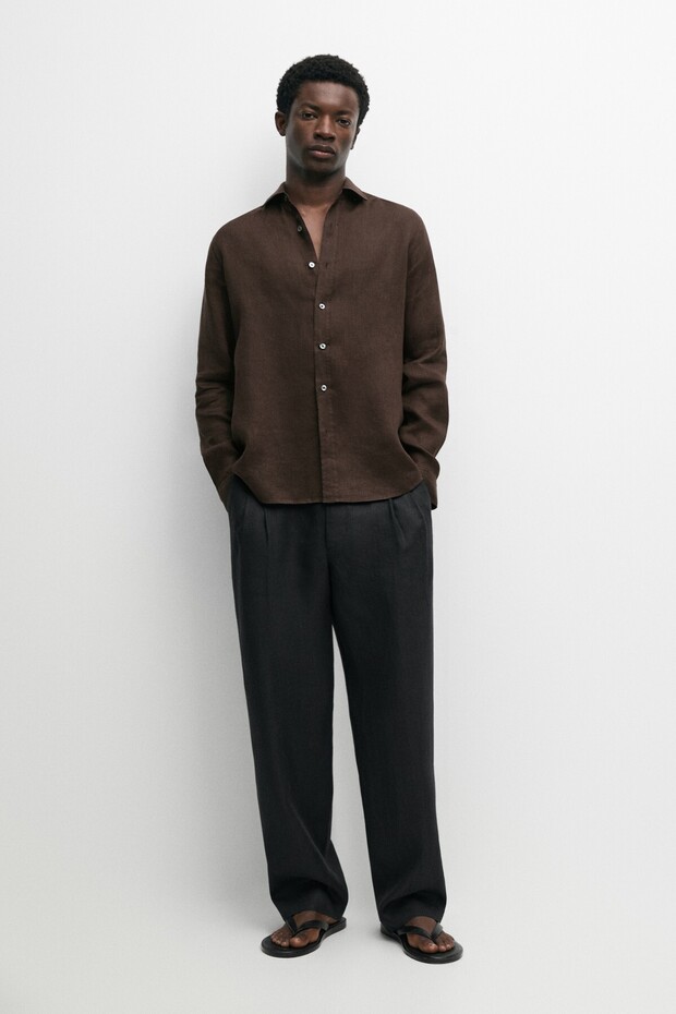 %100 keten regular fit gömlek