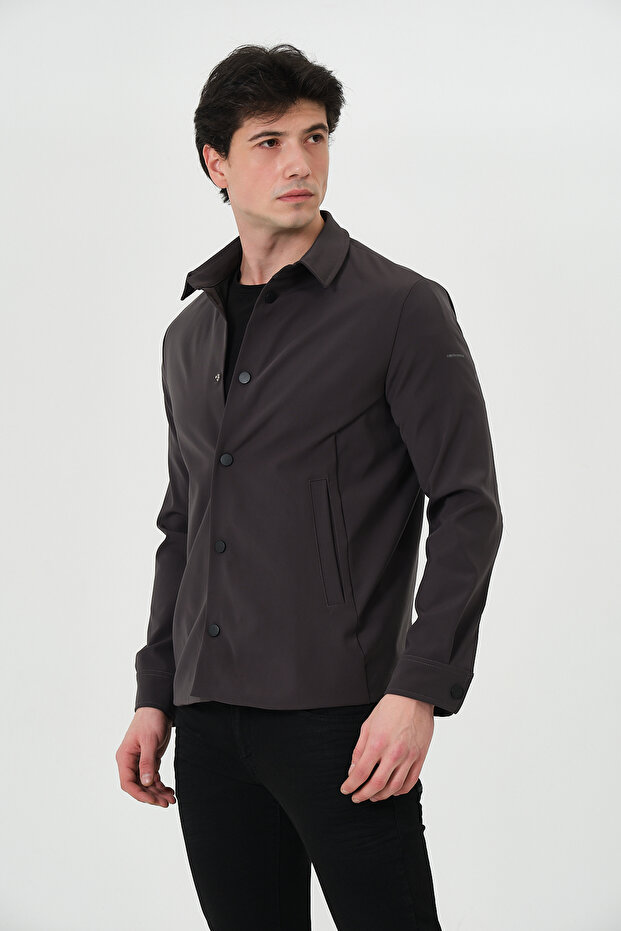 Men's Seasonal Jacket Snap-Closed Lycra Men's Overshirt Coat