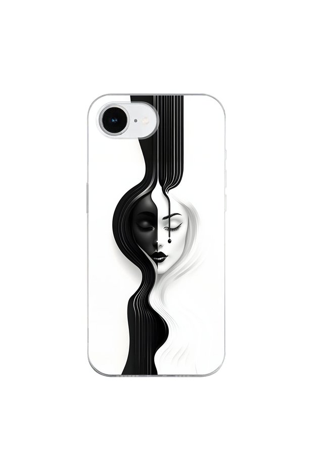 iPhone 17E Compatible Aesthetic Face 3 Design Transparent Case