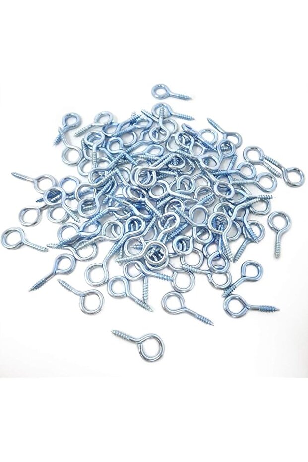 100PCS 28mm(1.1 Inch) Nickel Plated Screw Eyes Pins Eye Bolt Hooks Eye Shape Screw Hooks Hanging Cup Hooks (Blue)