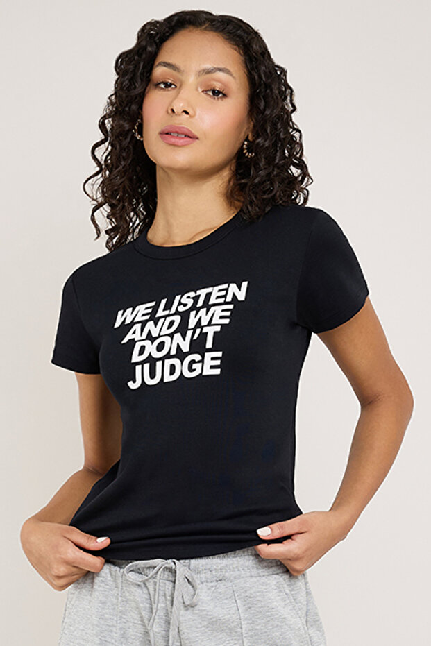 Typography T-Shirt with Crew Neck and Short Sleeves
