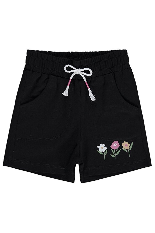Floral Printed Shorts for 2-5 Years Old - Black