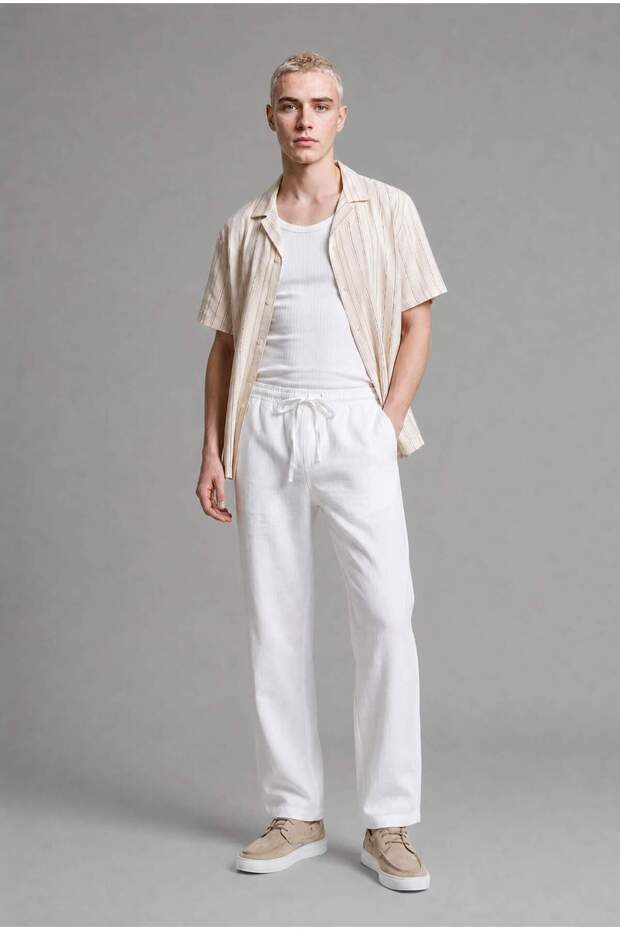 100% Linen Premium Wide Leg Trousers G0855Ax26Sm