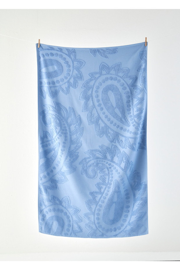 100% Cotton Paisley Jacquard Beach Towel Blue (90X160 cm)