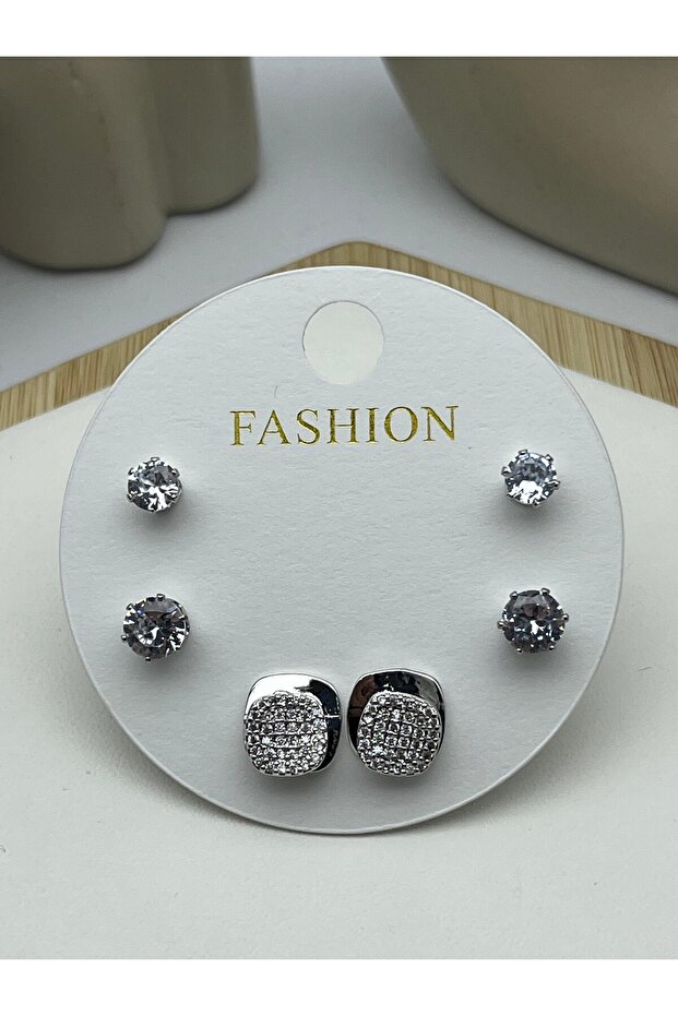 26Vipkp81 - Silver Luxury Steel Earring Set
