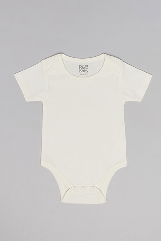 3 Pack Solid Bodysuits with Short Sleeves - 2