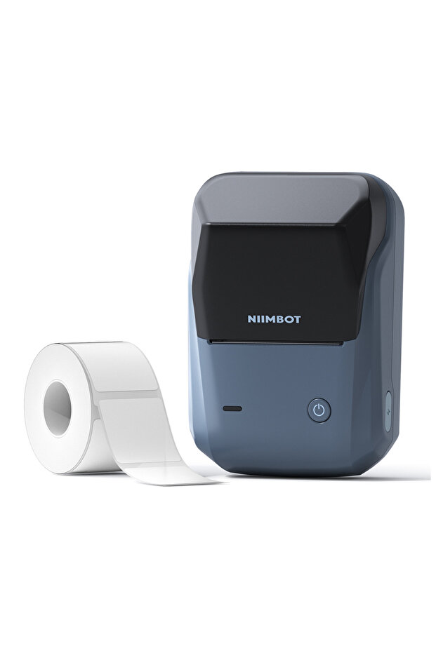NIIMBOT B1، طابعة ملصقات حرارية محمولة بدون حبر (بلوتوث، USB) باللون الأزرق الفضائي