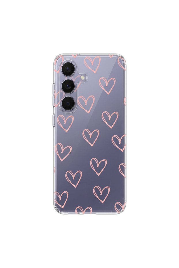 Samsung Galaxy S26 Plus Compatible Heart 6 Design Transparent Case