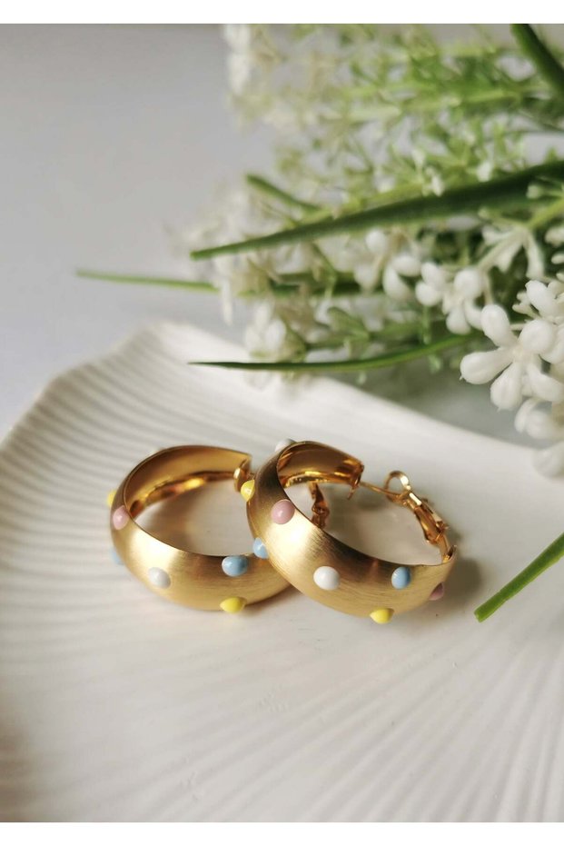 Pastel Confetti Hoop Steel Earrings