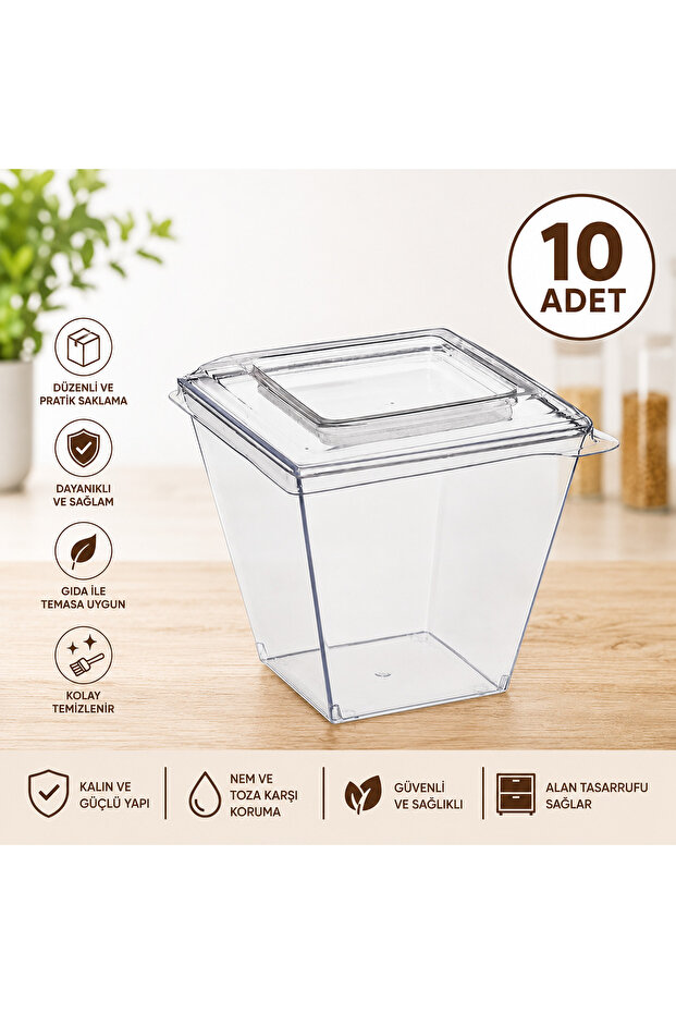 Plastic Acrylic Prism Cubic Bowl 120 Cc with Lid 10 Pieces