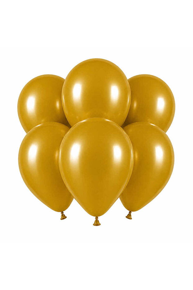Gold Color Latex Pastel Balloon (30 cm) - 6 Pieces