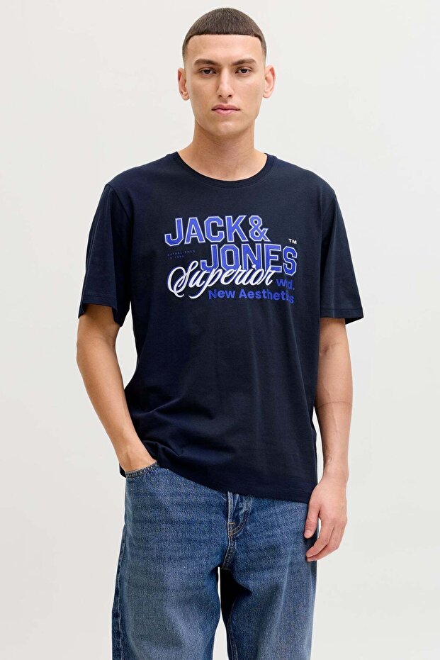 سترة بليزر كحلية للرجال JJELOGO TEE SS O-NECK 2 COL SS26 SN رمز الموديل: 12288016Navy Blaze