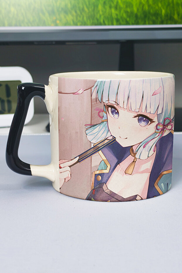 Ayaka Genshin Impact Printed Ceramic Luxury Mug (1 Piece) Special Black Handle Wave Handle V5D