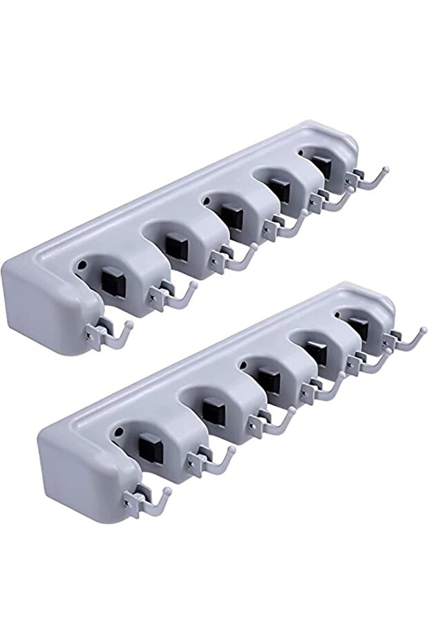 2Pcs Mop and Broom Holder, Wall Mounted Organizer Mop and Broom Saving Space Storage Rack