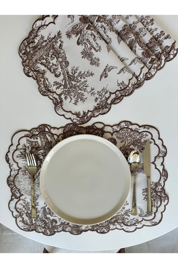 Toile De Jouy Patterned Luxury American Service Set of 6 - L'Antique Series