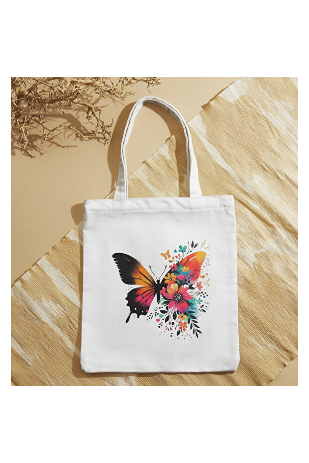 Butterfly Patterned Heart Design Cloth Bag Women's Shoulder Bag
