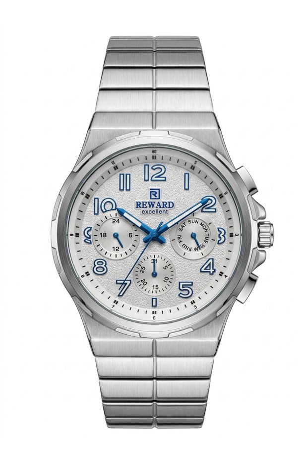 Men's Silver Metal Cord White Dial Function Wrist Watch 2 Year Warranty