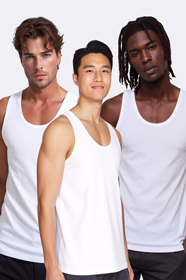Men's 95% Bamboo 3-Piece Casual Standard Size Undershirt - Flexible Fit & Premium Breathable Fabric