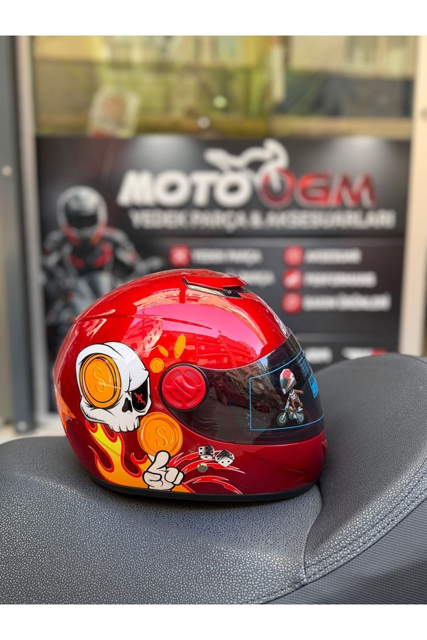 YA -201VR SKULL Full Face Çocuk Kaskı