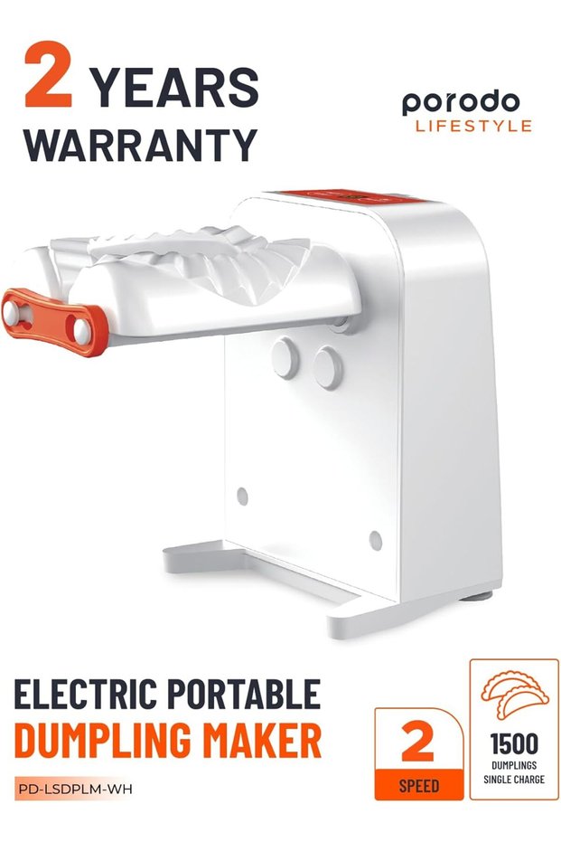 Electric LifeStyle Portable Dumpling Maker, Easy To Clean, 2 Speeds, 5W Power, Built-In Battery, 1500 Dumplings on a Single Charge, Easy to Operate - White