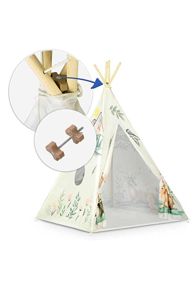 Cort tip teepee pentru copii - bej - 2