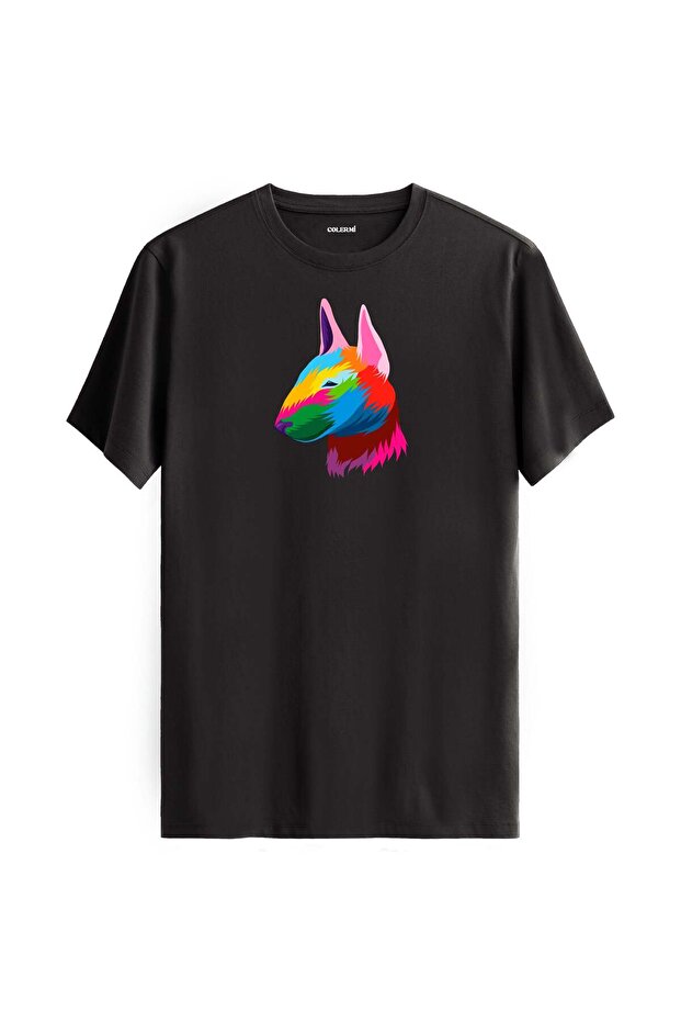 Colorful Rocky Bull Terrier Dog Printed T-Shirt