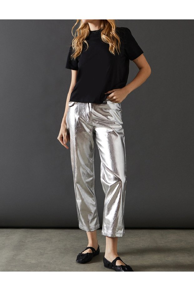Faux Leather pants, Silver