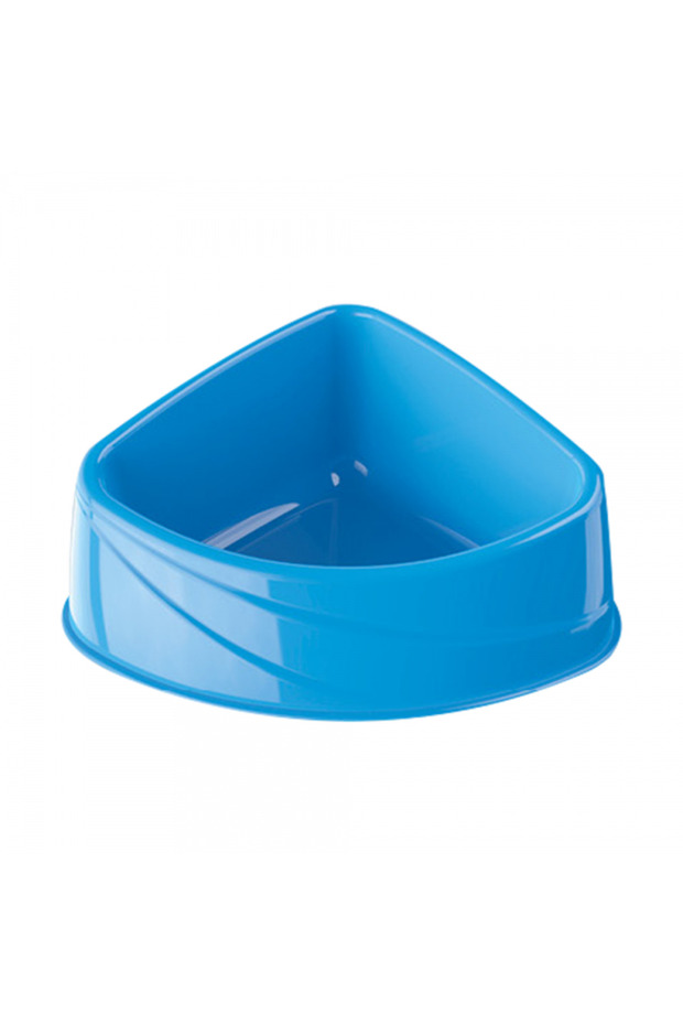 Corner Pet Bowl L Blue – Space-Saving Triangular Cat & Dog Feeding Dish (24×18.5×9 cm, 700g Capacity)