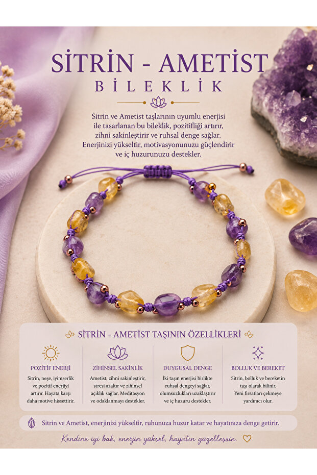 Certified Citrine - Amethyst Love Bracelet