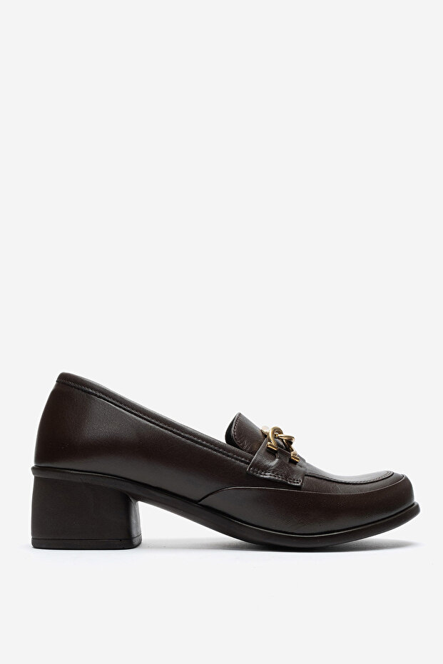 Women's Classic Heeled Shoes Real Leather Brown