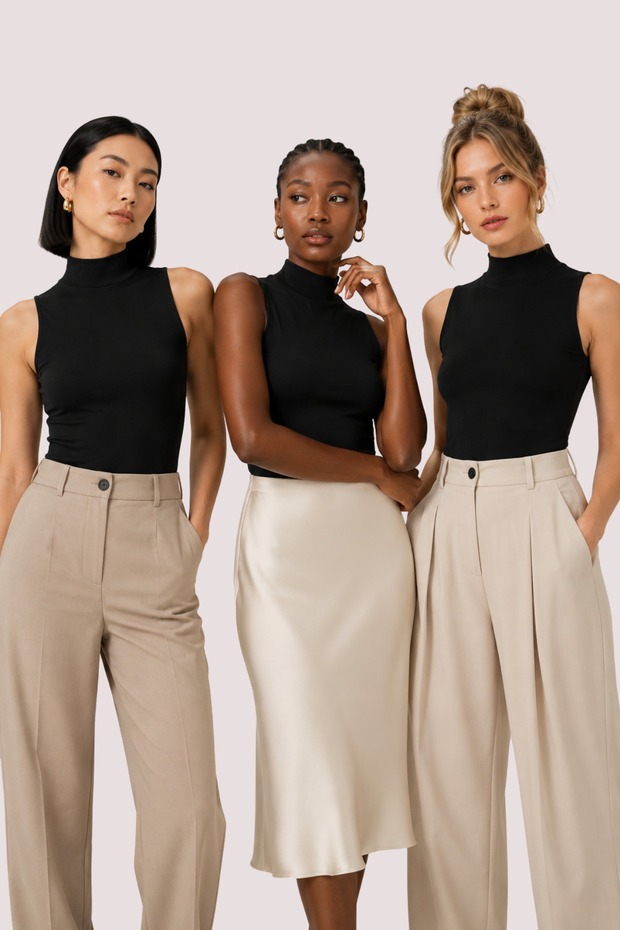 Women's 3-Piece Stand Collar Sleeveless Cotton & Modal Stretchable Basic Undershirt - 3-Piece Advantage Pack