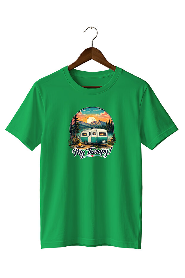 Nature Mountain Caravan and Sunset My Therapy Printed T-Shirt 100% Cotton