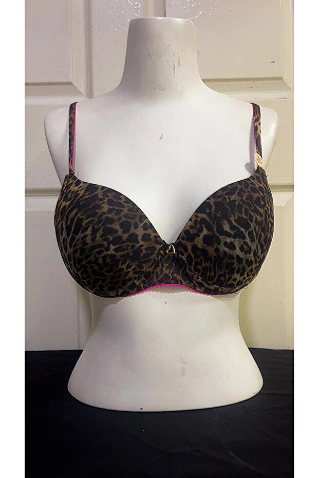 Leopard Patterned Half Support Bra Set - 2