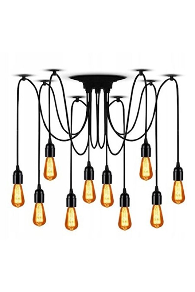 Candelabru SPIDER 12, retro rustic, negru, E27 - 1